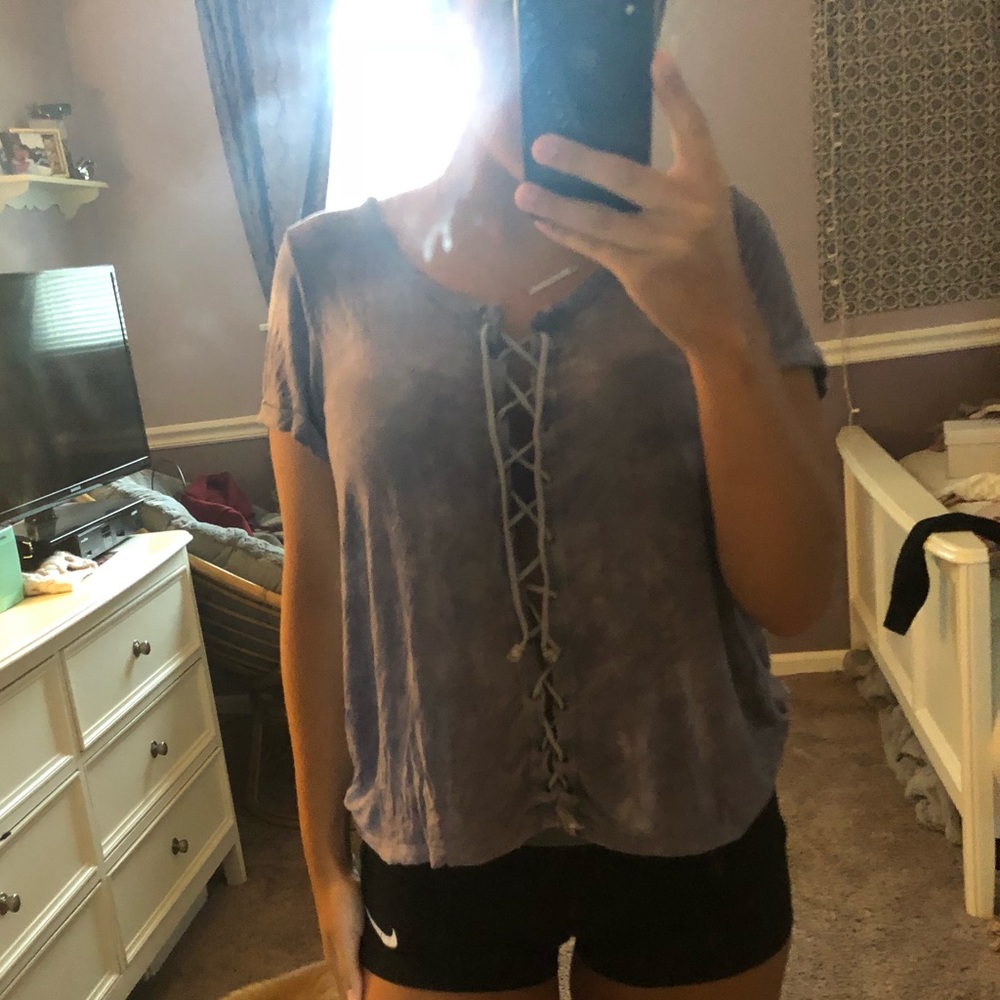 Purple Tie up shirt
